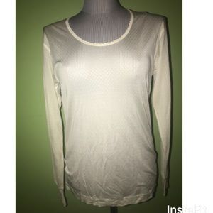 L.L. Bean Long Sleeve 100% Silk Shirt L Scoopneck